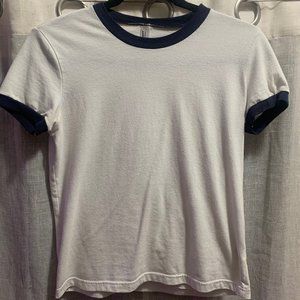 White & Navy Ringer Tee
